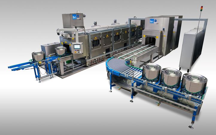 Gründliche Reinigung und Trocknung von Wäschetrockner-Trommeln in einer kurzen Taktzeit von nur 12 Sekunden mit der Reinigungsanlage Yukon