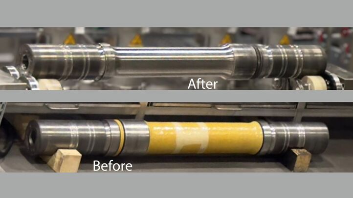 Non-abrasive stripping process: coated areas are returned to bright metal and treated gently